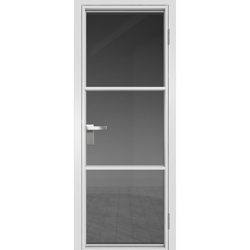 Межкомнатная алюминиевая дверь 13AG белая матовая RAL 9003 остеклённая