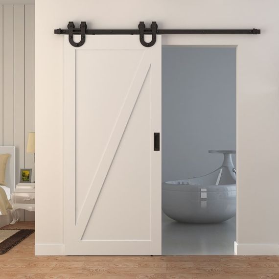 Фото амбарного раздвижного механизма Лофт АМ-06 с дверью