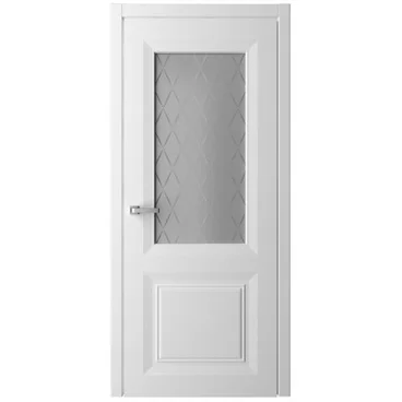 Межкомнатная дверь эмаль Стиль Богема белая остеклённая