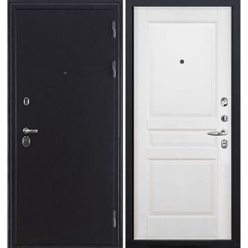 Входная дверь Колизей Плюс антик тёмное серебро панель Валенсия белая эмаль