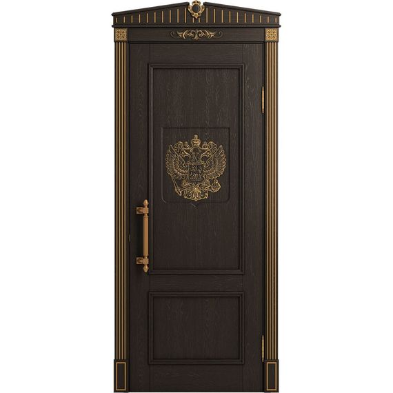 Межкомнатная дверь массив дуба Статус шоколад патина золото глухая