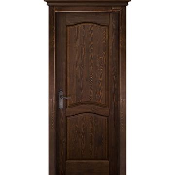 Межкомнатная дверь массив сосны Лео Браш античный орех глухая