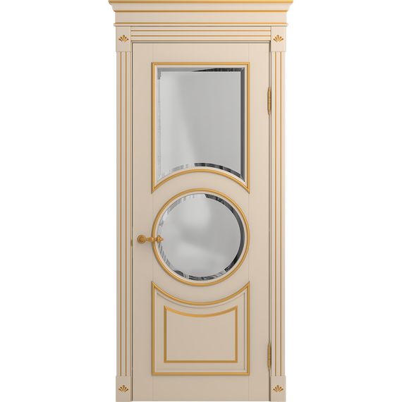 Межкомнатная дверь массив бука Viporte Лацио Амбиенте ваниль патина золото остекление 2