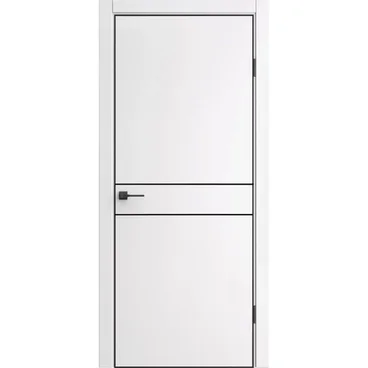 Межкомнатная дверь экошпон ДП-52 white pearl AL чёрная кромка глухая