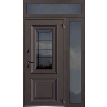 Входная двустворчатая дверь Исландия Термо AG 6004 RAL 8019 шоколад RAL 9016 белый R тип 5