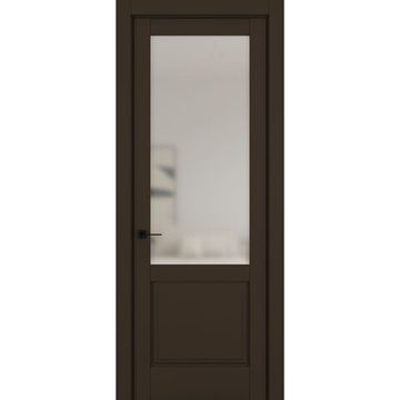 Межкомнатная дверь керамик NC 10 коричневый остеклённая