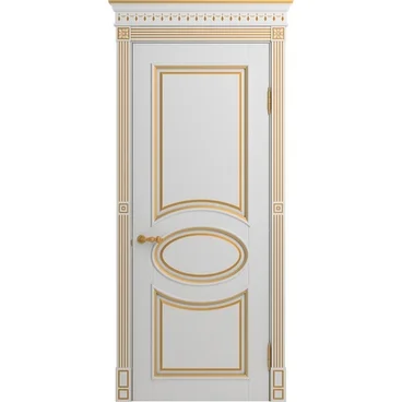 Межкомнатная дверь массив бука Лацио белая эмаль патина золото глухая