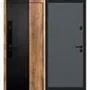 Входная дверь Орион орех пекан софт чёрный кварц панель гладкая графит
