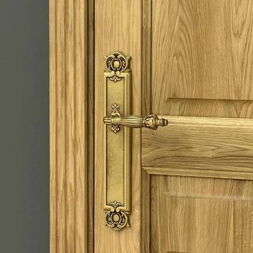 Ручка на планке для межкомнатной двери Olimpo PL97 французское золото коричневый