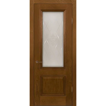 Межкомнатная дверь шпон Прага ШП медовый дуб остеклённая