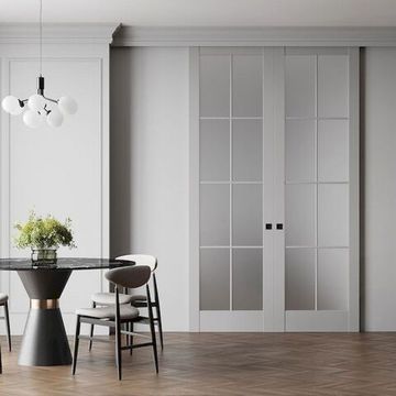 Раздвижная двустворчатая дверь Profil Doors 3.1.2 (р.8) PD лайт грей остеклённая