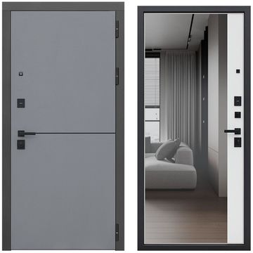 Входная дверь Бриг графит с зеркалом внутри