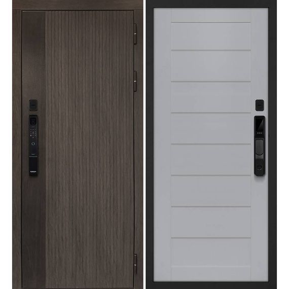 Входная дверь Вертикаль смарт дымчатый камень дуб морёный панель сборная манхэттен