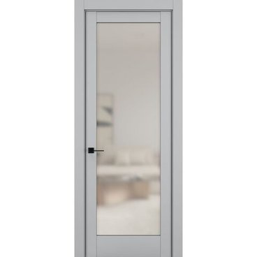 Межкомнатная дверь керамик NC 8 шеллак серый остеклённая