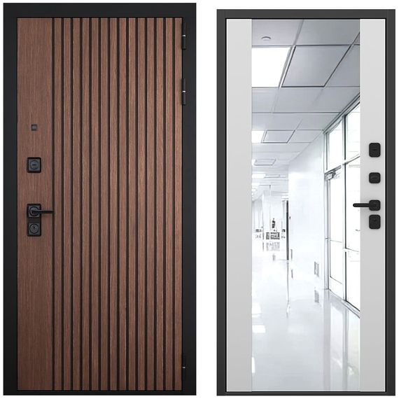 Входная дверь Шторм американский орех / чёрный кварц Входная дверь Шторм американский орех / чёрный кварц панель зеркало Maxi манхеттен