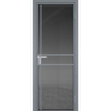 Межкомнатная алюминиевая дверь 9AG серебро остеклённая