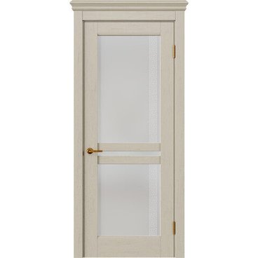 Межкомнатная дверь массив дуба селект Alvero Афина белёный дуб остеклённая