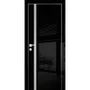Фото межкомнатной двери экошпон HGX-8 чёрный глянец с алюминиевой кромкой с 4-х сторон стекло Matelac латте