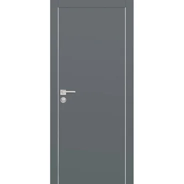 Межкомнатная дверь экошпон PX-1 графит с алюминиевой кромкой с 4-х сторон