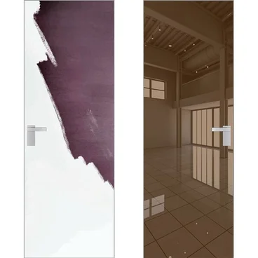 Скрытая дверь 0M снаружи под покраску внутри зеркало Bronze кромка AL