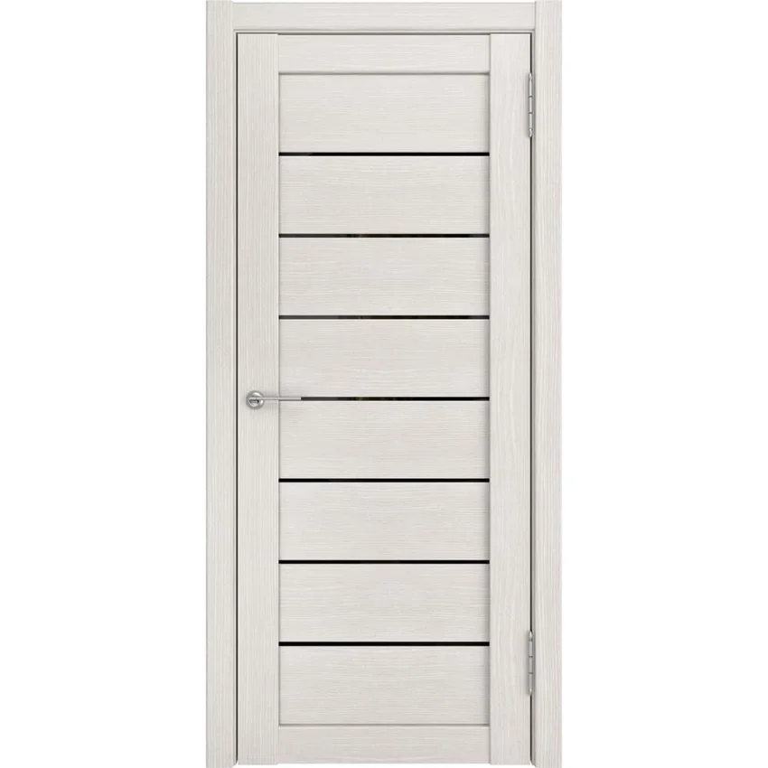 Фото двери экошпон ЛУ-7 белёный дуб с чёрным стеклом