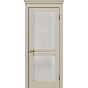 Межкомнатная дверь массив дуба селект Alvero Афина белёный дуб остеклённая