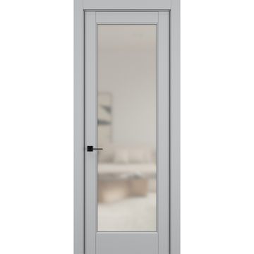 Межкомнатная дверь керамик SC 3 шеллак серый остеклённая