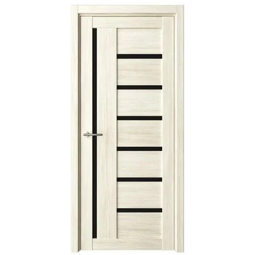 Межкомнатная дверь Мадрид эко-шпон белый кипарис стекло чёрное