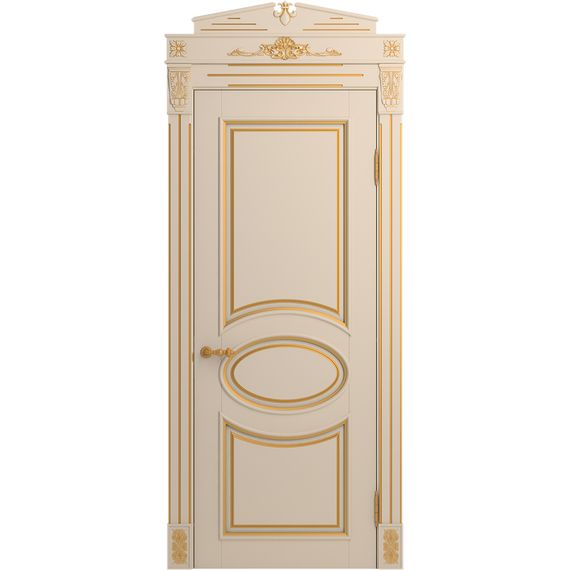 Межкомнатная дверь массив бука Viporte Лацио ваниль патина золото глухая