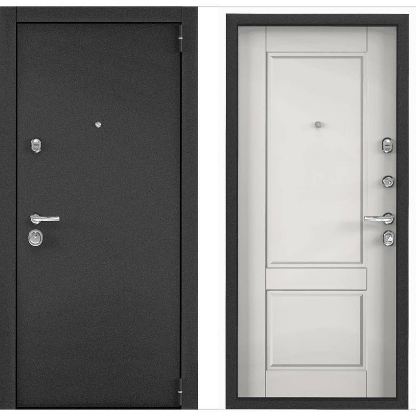 Входная дверь Super Omega 100 чёрный муар металлик SO-NC-1 СТ милк матовый