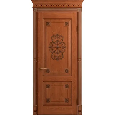 Межкомнатная дверь массив дуба Флоренция Декор табачный патина чёрная глухая