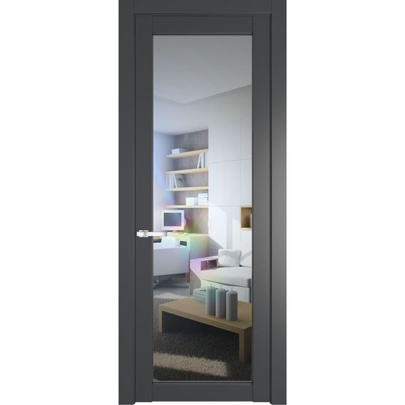 Межкомнатная дверь 2.1.2PD графит остеклённая