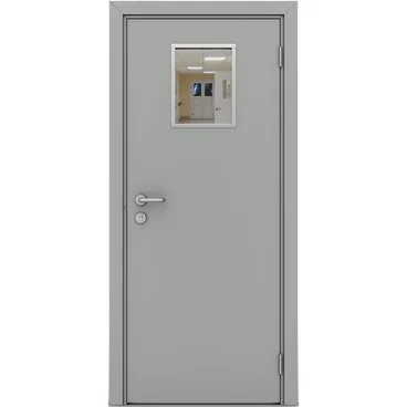 Влагостойкая дверь серая остеклённая модель 3