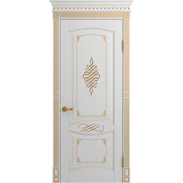 Межкомнатная дверь массив дуба селект Viporte Венеция Декор аворио патина золото глухая