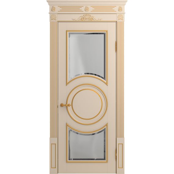 Межкомнатная дверь массив бука Viporte Лацио Амбиенте ваниль патина золото остекление 5