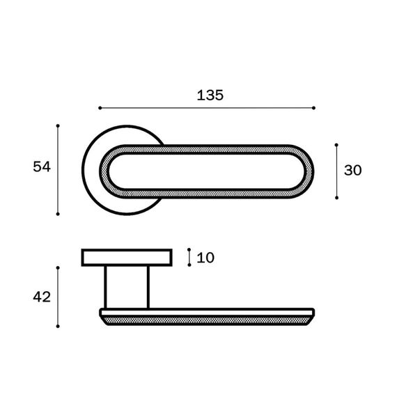 Размеры дверной ручки NOLA ZR
