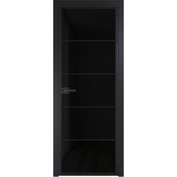 Алюминиевая межкомнатная дверь 5AX чёрная матовая RAL 9005 остеклённая