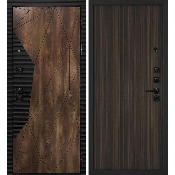 Входная дверь Лофт-2 дуб коньяк патина чёрный кварц панель гладкая эвкалипт африканский