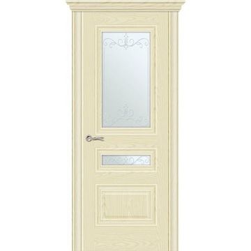 Межкомнатная дверь шпонированная Ситидорс Элеганс 2 ясень крем остеклённая