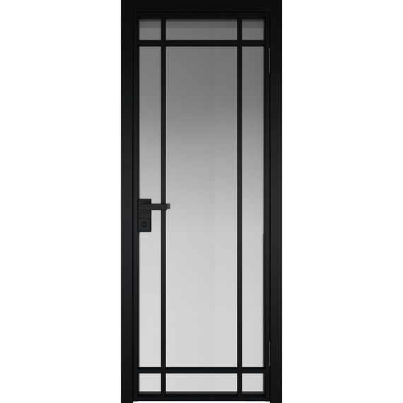 Межкомнатная алюминиевая дверь 5AG чёрная матовая RAL 9005 остеклённая