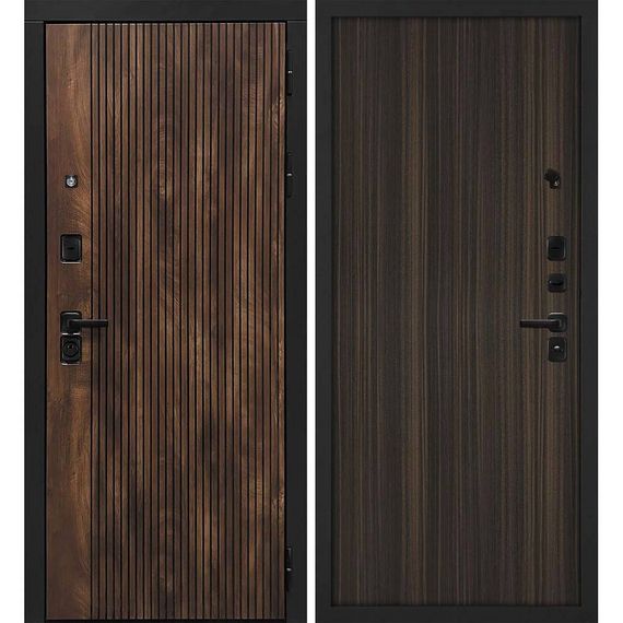 Входная дверь Лофт-1 дуб коньяк патина панель гладкая эвкалипт африканский