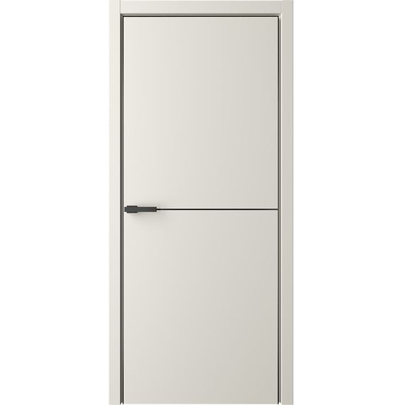Межкомнатная дверь эмаль Лайн 2 латте глухая чёрная алюминиевая кромка
