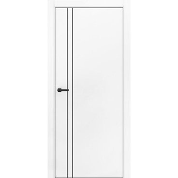 Межкомнатная дверь ПЭТ Silk-2 белая кромка ABS чёрная молдинг