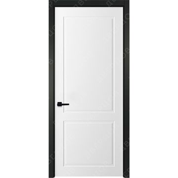 Межкомнатная белая дверь Неоклассик 2 с чёрным наличником