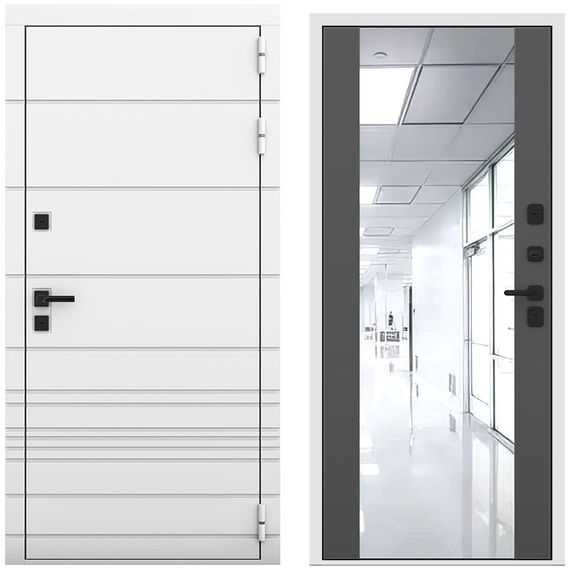 Входная дверь Бионика белый матовый панель зеркало Maxi