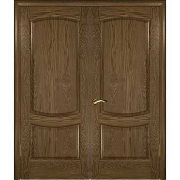 Межкомнатная дверь шпон Лаура 2 светлый морёный дуб распашная двустворчатая без стекла