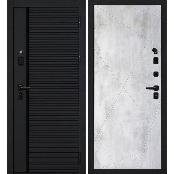 Входная дверь Галактика-173 панель фрезерованная PR-103 бетон