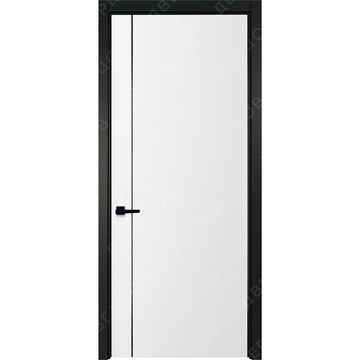 Межкомнатная белая дверь Лайн 4 с чёрным наличником