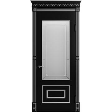 Межкомнатная дверь массив бука Viporte Неаполь нуар патина серебро остеклённая