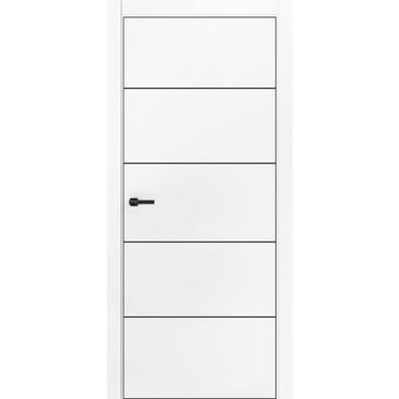 Межкомнатная дверь ПЭТ Silk-4 белая кромка ABS чёрная молдинг